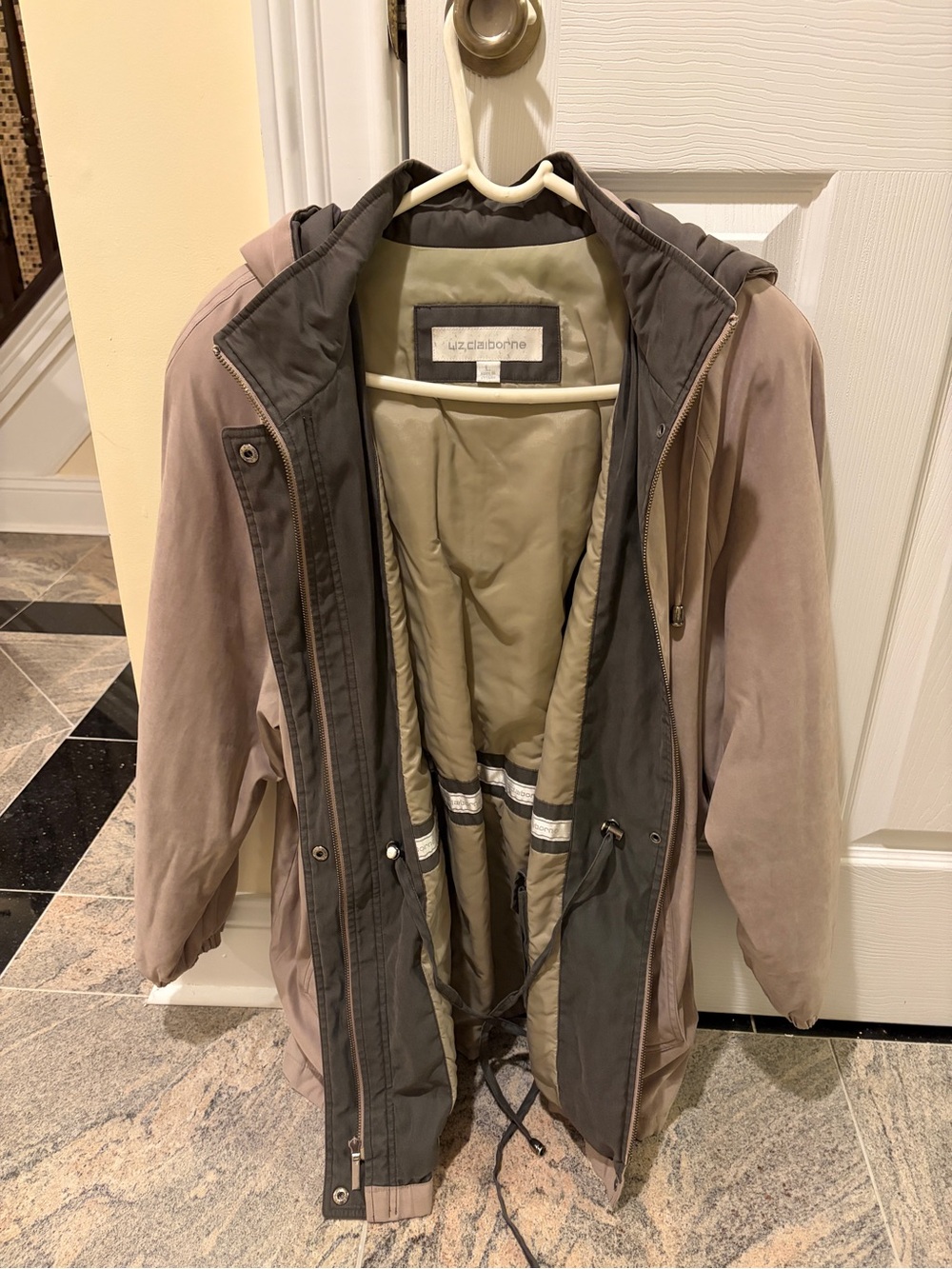 Liz Claiborne Woman’s Taupe Hooded  Jacket - Large